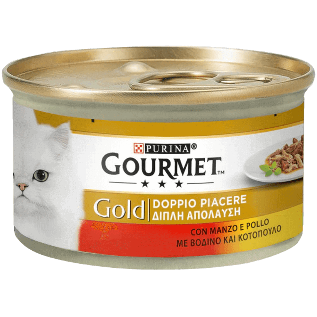 GOURMET Gold Gatto Doppio Piacere con Manzo e Pollo