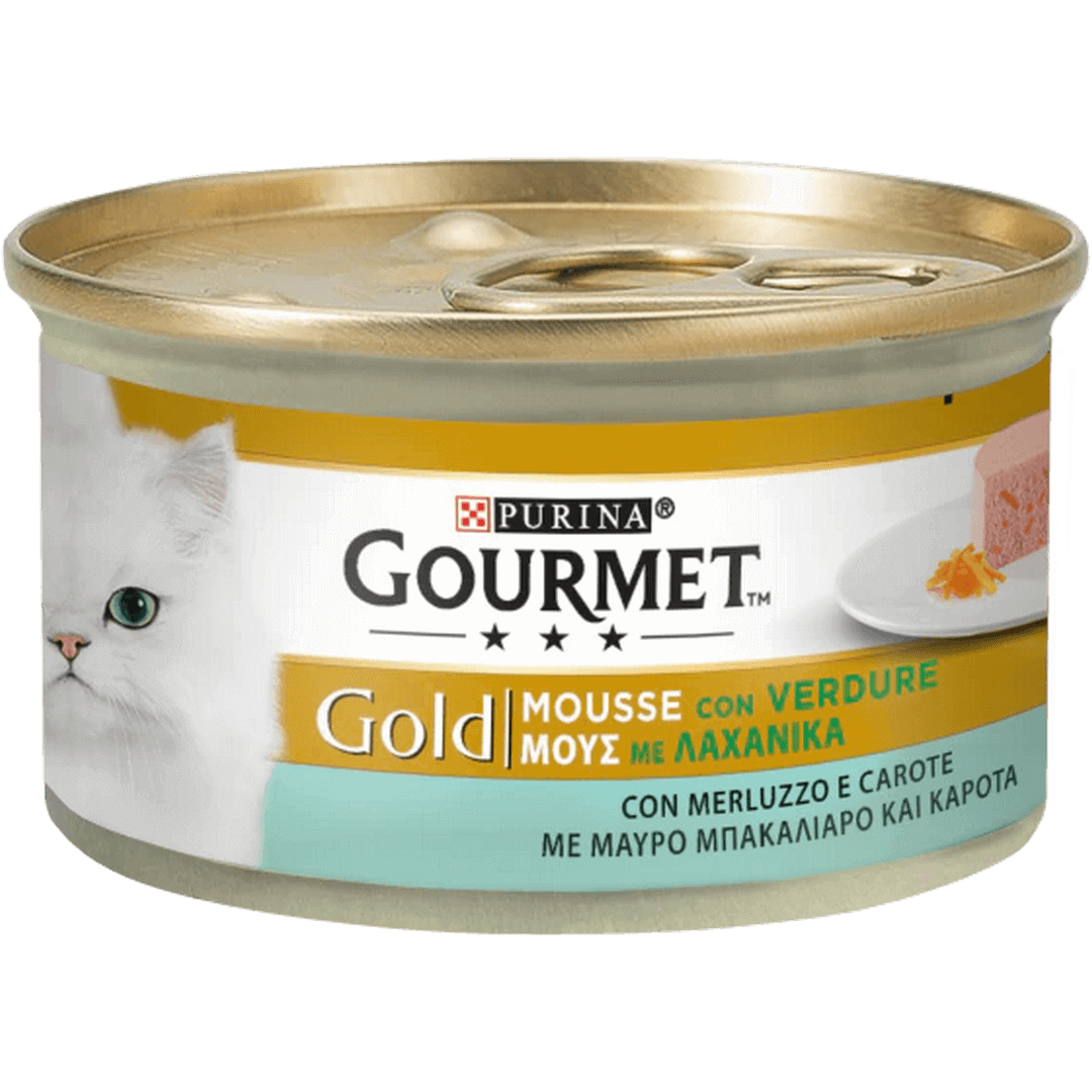 GOURMET Gold Gatto Mousse con Merluzzo e Delicate Carote