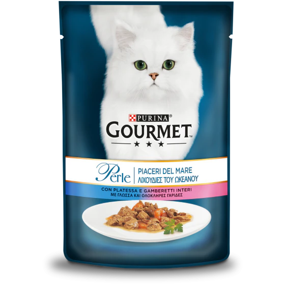 GOURMET Perle Gatto Piaceri del mare con Platessa e Gamberetti interi