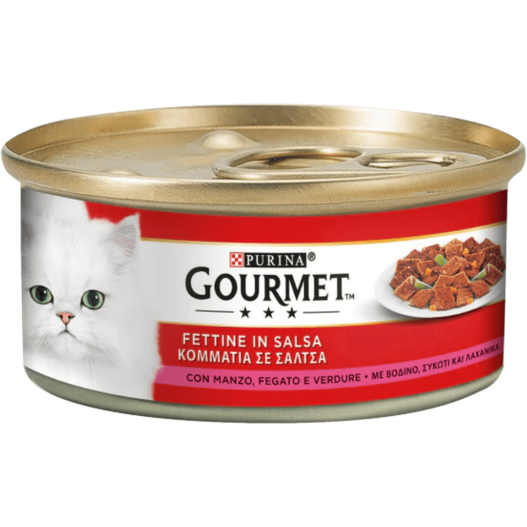 GOURMET Rosso Gatto Fettine con Verdure, Manzo e Fegato