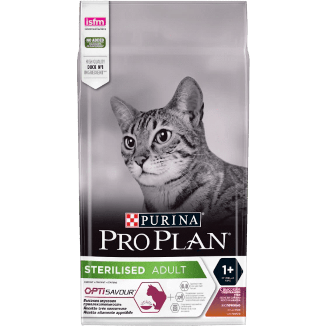 PURINA® PRO PLAN® Sterilised Adult 1+ Optisavour Ricco in Anatra con Fegato