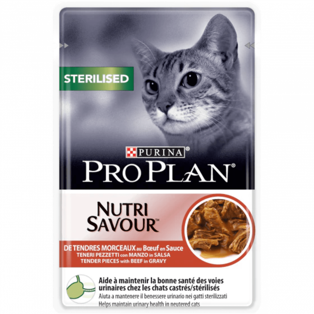 PURINA® PRO PLAN® Sterilised Teneri pezzetti con Manzo in Salsa