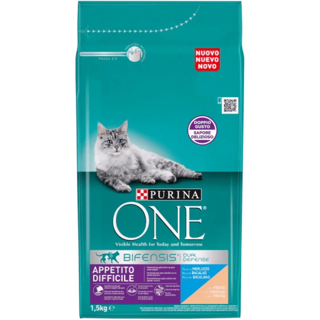 PURINA ONE BIFENSIS Crocchette Gatto Appetito Difficile Ricco in Merluzzo con Trota