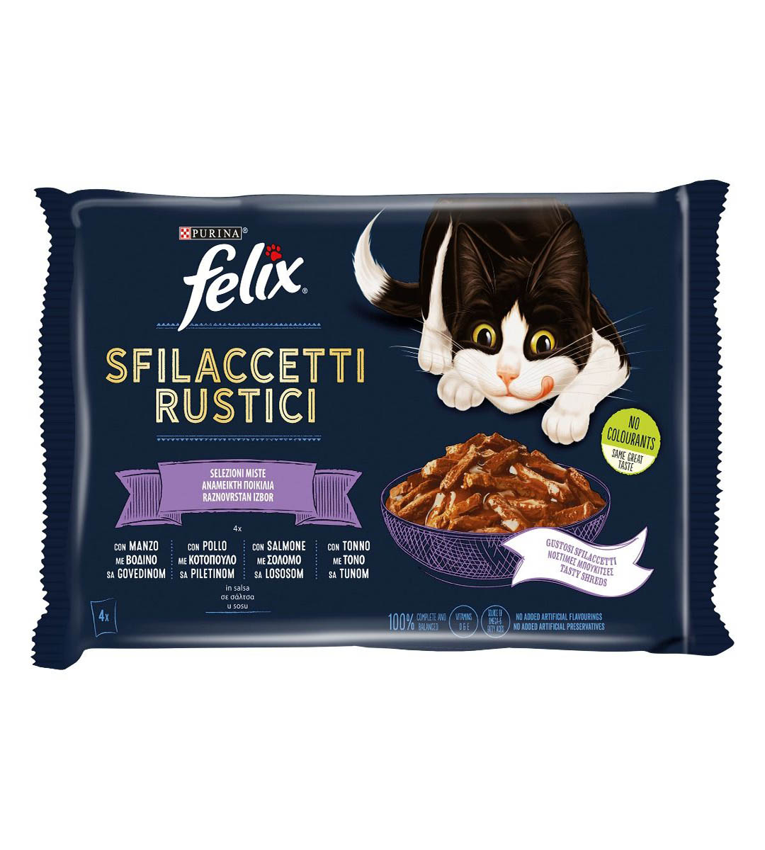 FELIX Sfilaccetti Rustici - Selezioni Miste con Manzo, Pollo, Tonno, Salmone