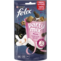 FELIX Party Mix Gatto Snack Picnic Mix Aromatizzato con Pollo, Formaggio e Tacchino