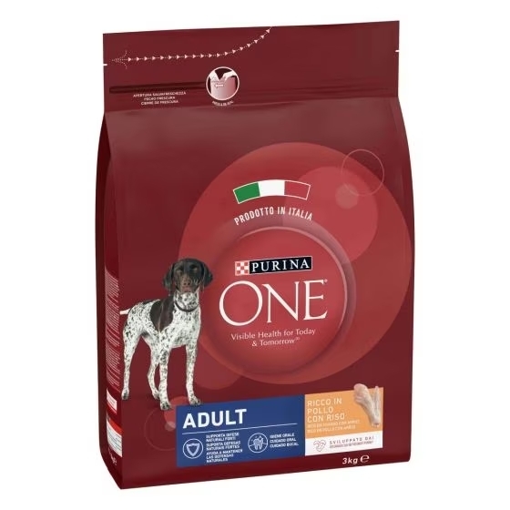 PURINA ONE Crocchette Cane Adult Ricco in Pollo con Riso 3kg