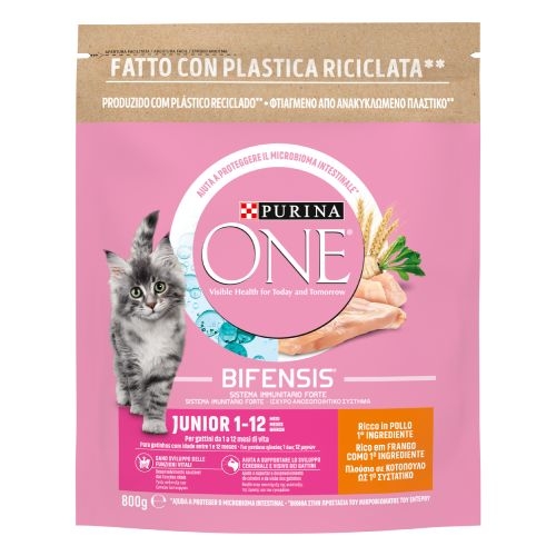 PURINA ONE BIFENSIS Crocchette Gatto Junior 1-12 mesi Ricco in Pollo e Cereali Integrali