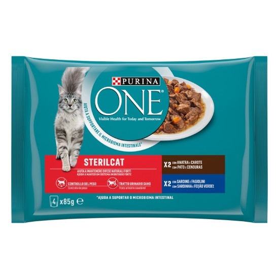 PURINA ONE Filettini in salsa Gatto Sterilcat Con Anatra e Sardine 4x85g