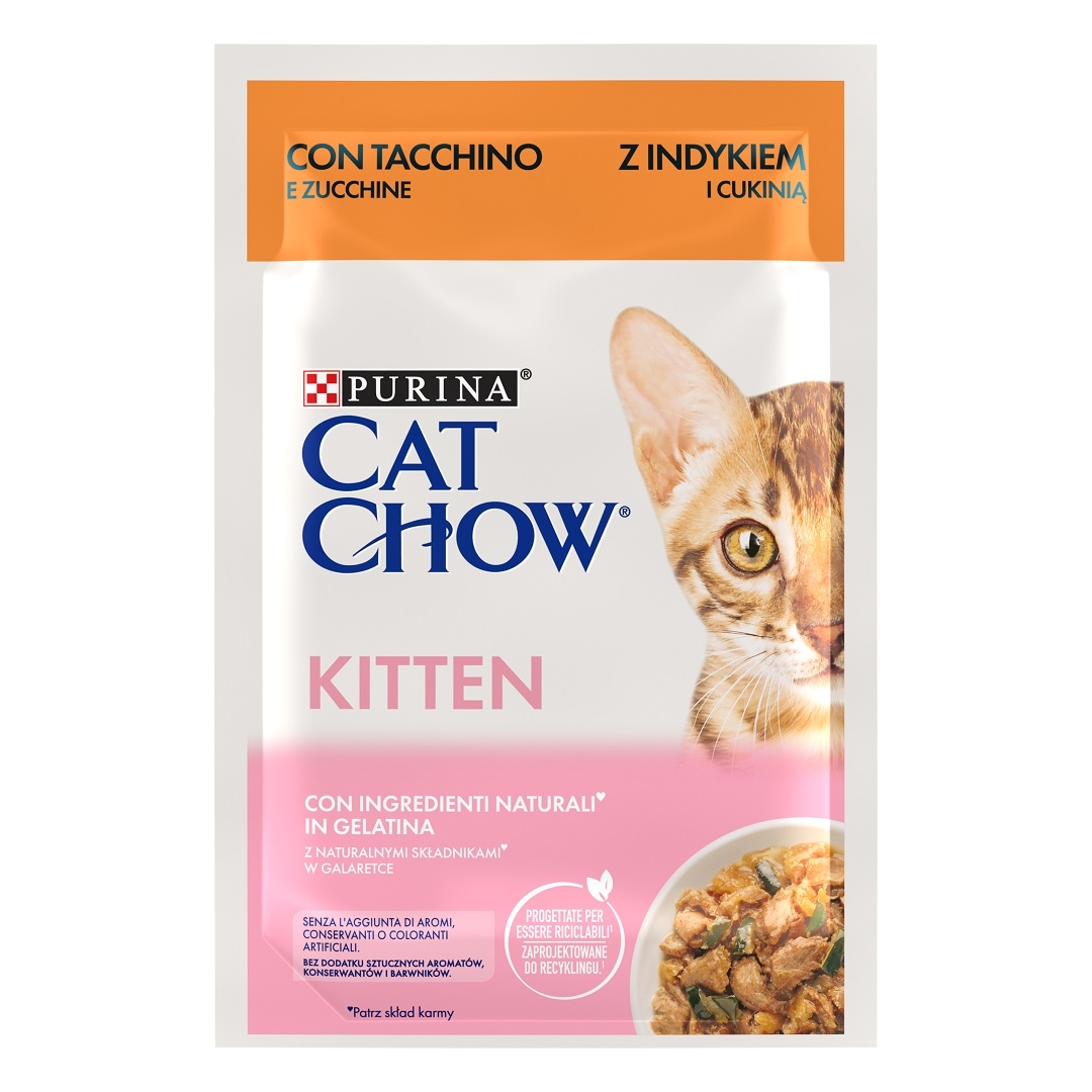 Cat Chow Kitten con tacchino e zucchine in gelatina
