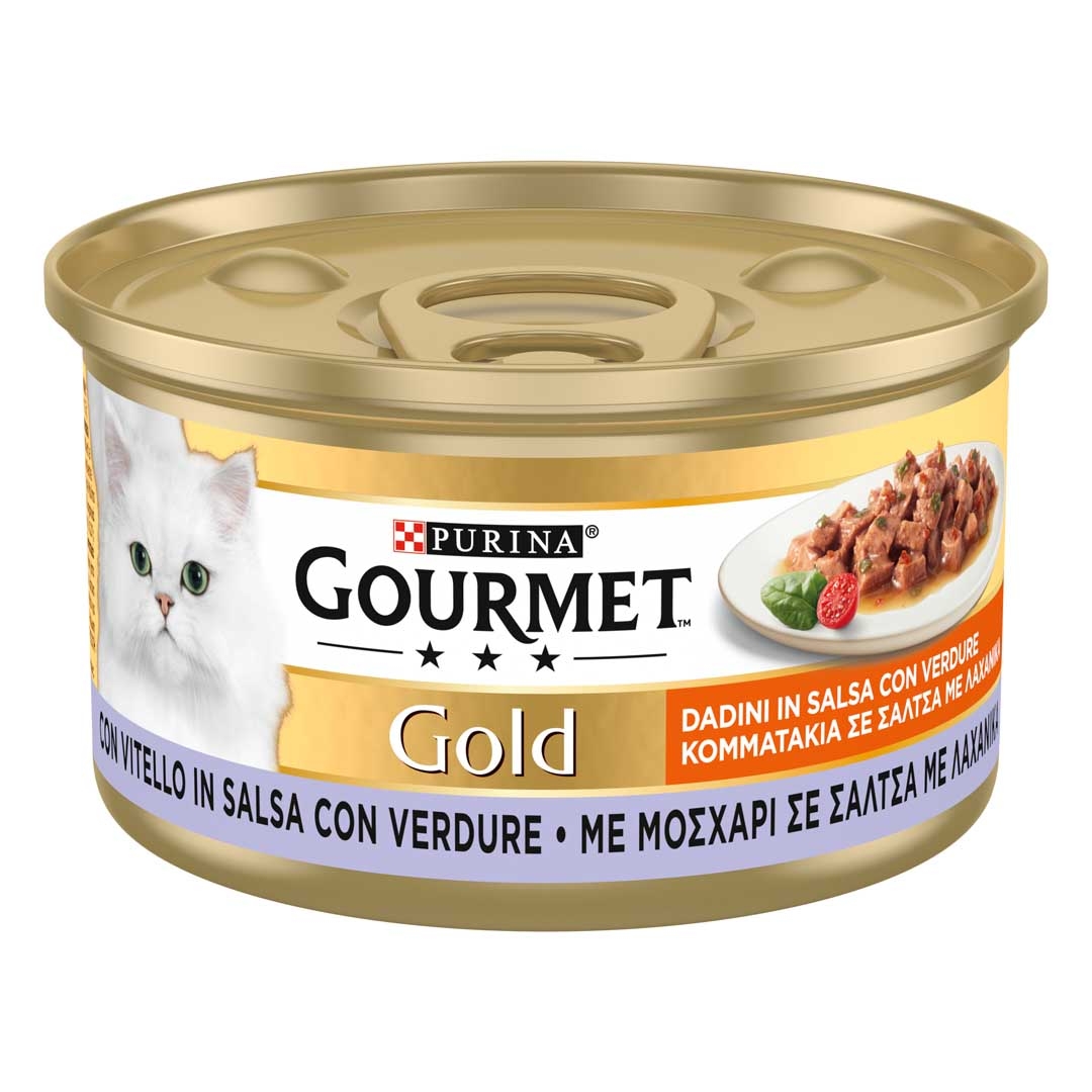 GOURMET Gold Gatto Dadini in Salsa con Verdure, con Vitello in Salsa con Verdure