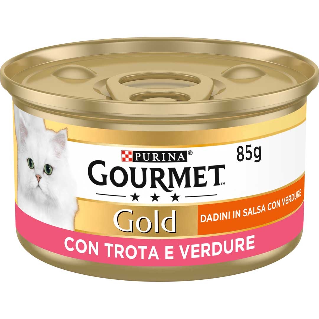 GOURMET Gold Gatto Dadini in Salsa con Verdure, con Trota e Verdure