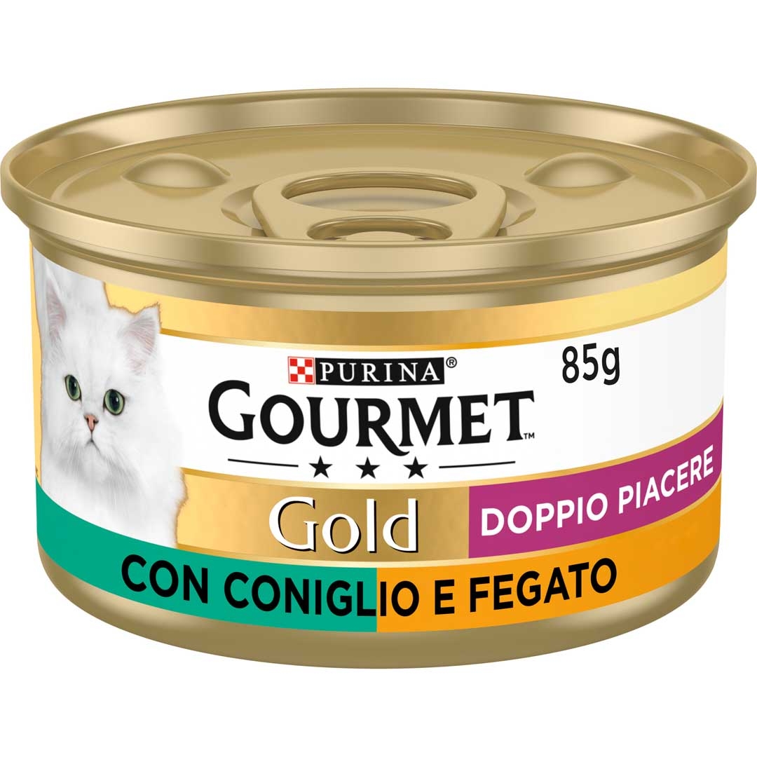GOURMET Gold Gatto Doppio Piacere con Coniglio e Fegato
