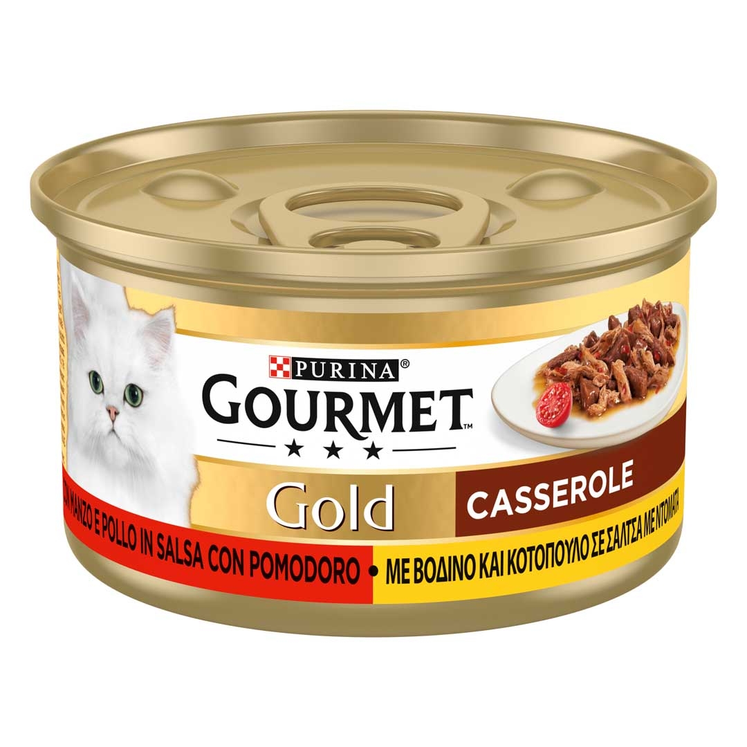 GOURMET Gold Gatto Casserole con Manzo e Pollo in Salsa con Pomodoro