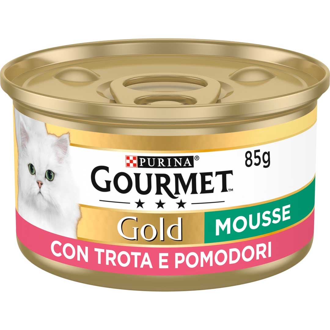 GOURMET Gold Gatto Mousse con Trota e Deliziosi Pomodori