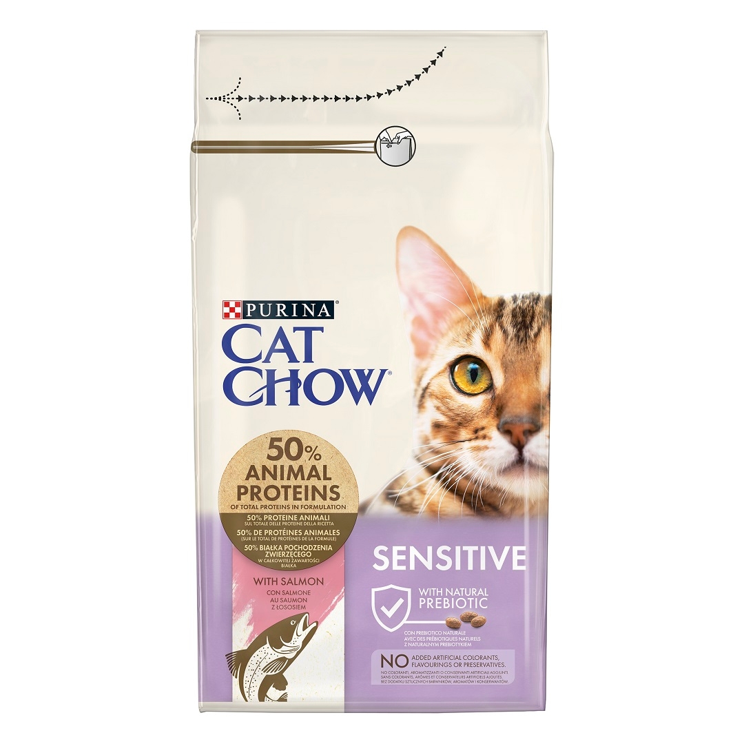 CAT CHOW Sensitive Gatto Crocchette ricco in Salmone