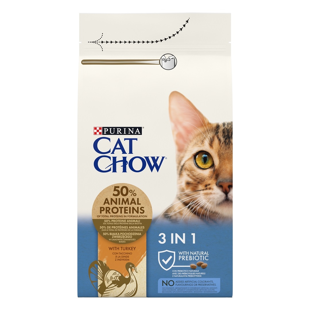 CAT CHOW 3 IN 1 Gatto Crocchette  ricco in Tacchino