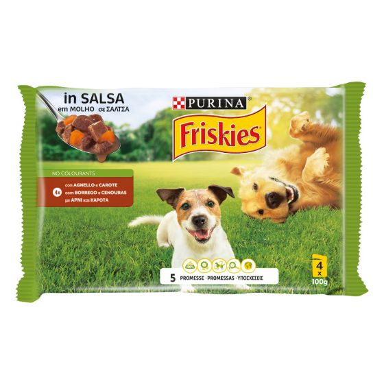 FRISKIES Cane Bocconi in salsa con Agnello e Carote