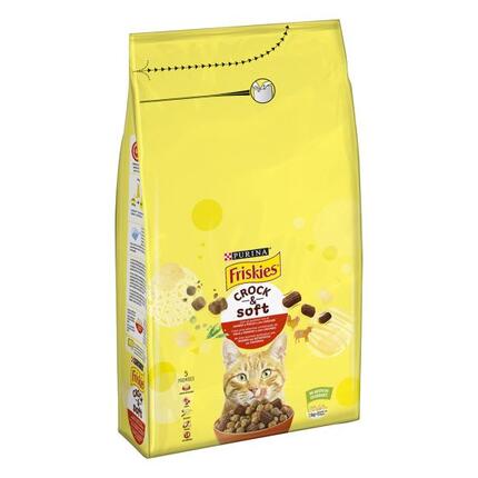 FRISKIES Gatto Crocchette Crock & Soft con un gustoso mix di Manzo e Pollo e con Verdure