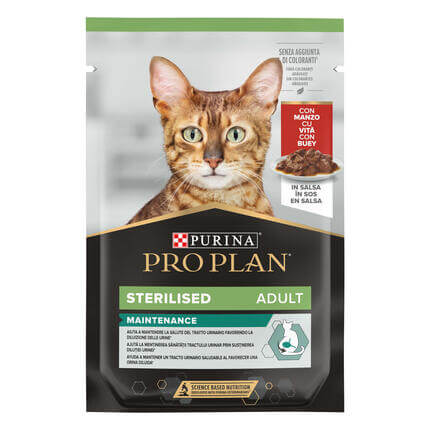 PURINA® PRO PLAN® Sterilised Teneri pezzetti con Manzo in Salsa