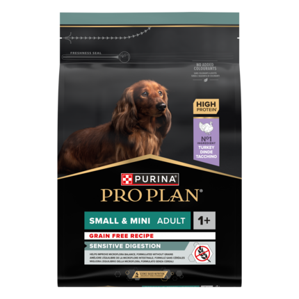 PURINA PRO PLAN GRAIN FREE FORMULA SMALL & MINI ADULT SENSITIVE DIGESTION RICCO IN TACCHINO