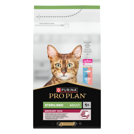 PRO PLAN STERILISED ADULT 1+ SAVOURY DUO RICCO IN MERLUZZO E TROTA