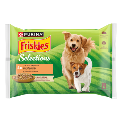 FRISKIES® Selezioni Bocconcini con Pollo e Piselli in Gelatina Multipack 4x85g