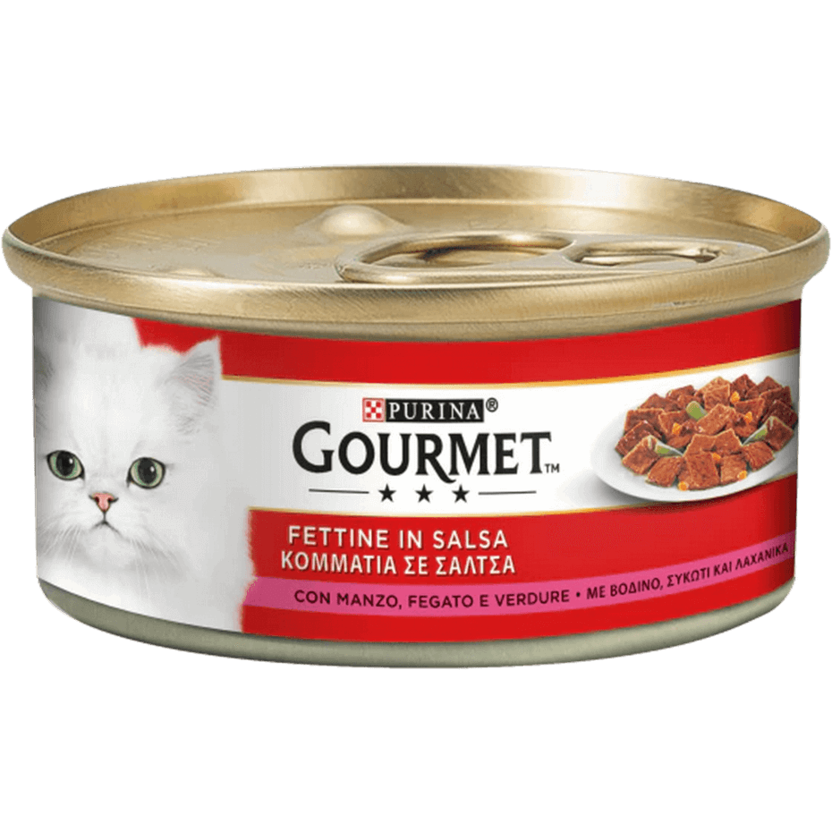 GOURMET Rosso Gatto Fettine con Verdure, Manzo e Fegato
