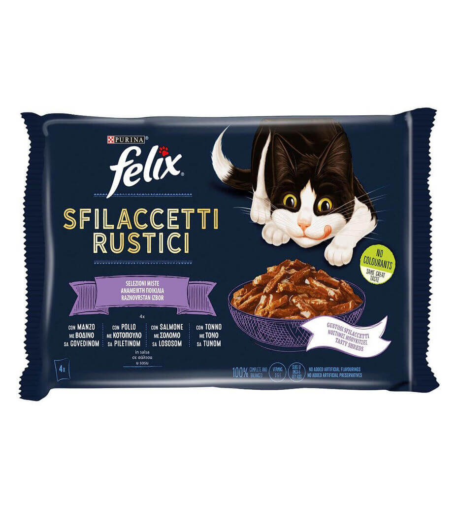 FELIX Sfilaccetti Rustici - Selezioni Miste con Manzo, Pollo, Tonno, Salmone