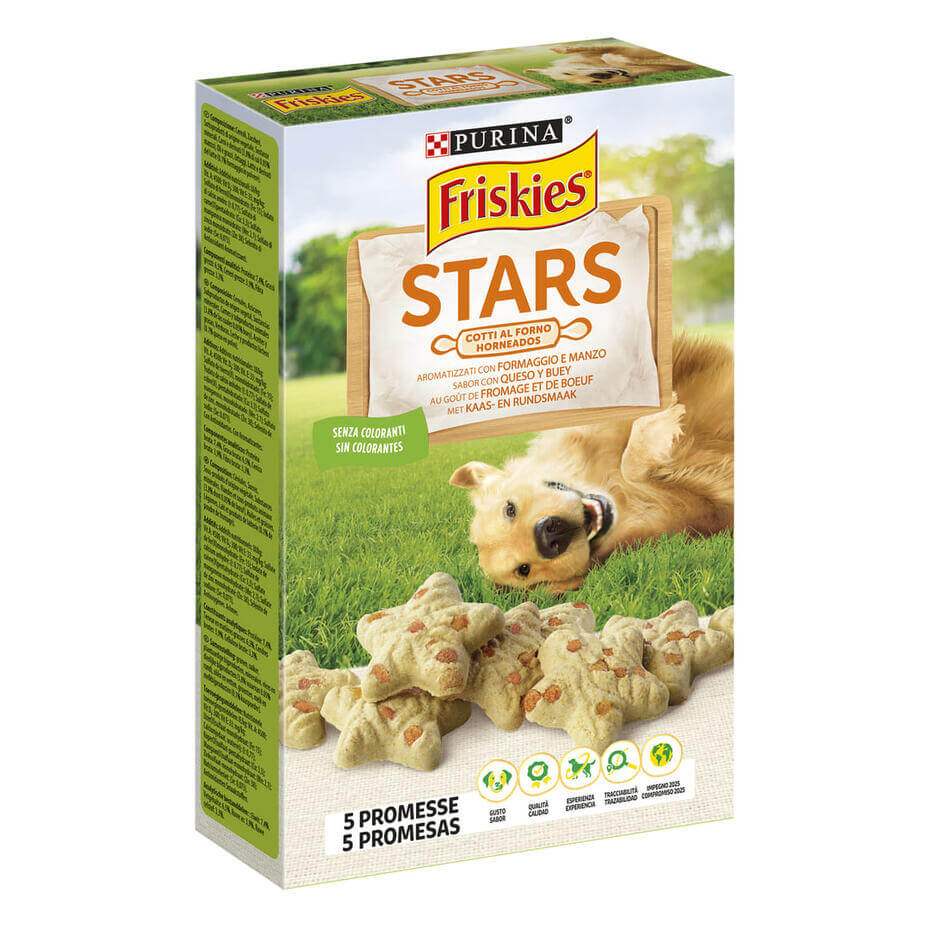 FRISKIES Stars Snack Cane aromatizzati con formaggio e manzo