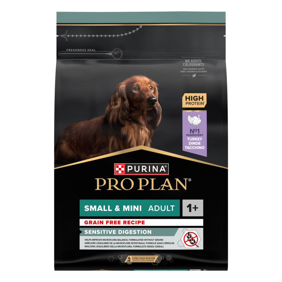 PURINA PRO PLAN GRAIN FREE FORMULA SMALL & MINI ADULT SENSITIVE DIGESTION RICCO IN TACCHINO
