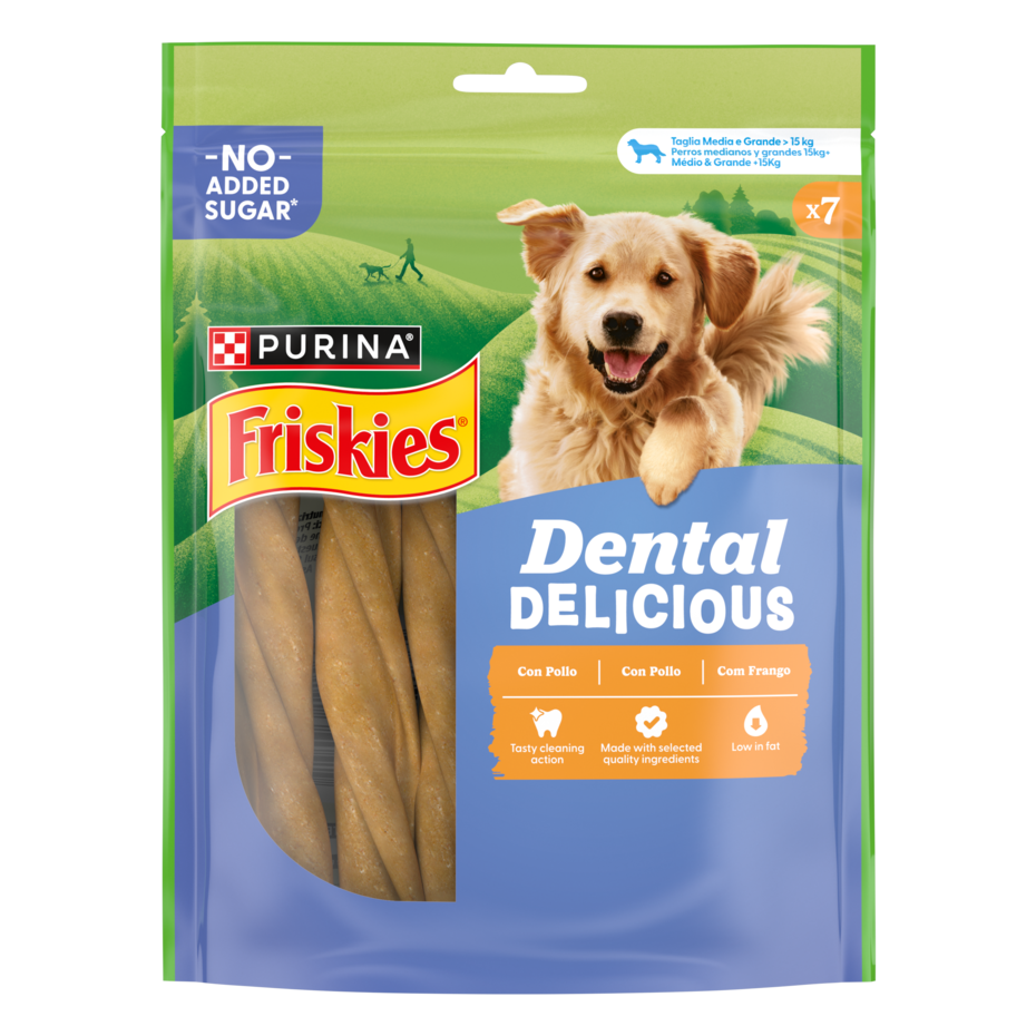 FRISKIES Dental Delicious Snack igiene orale e dentale al gusto pollo taglia M/L