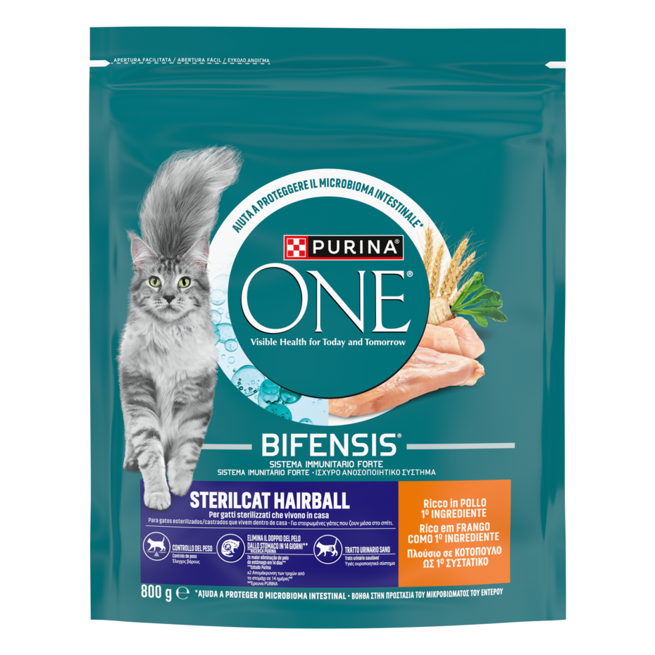 Purina ONE Bifensis Sterilcat Hairball 800g Pollo e Cereali Integrali