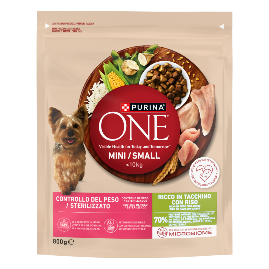 Purina ONE MINI Controllo del Peso 800g Tacchino e Riso