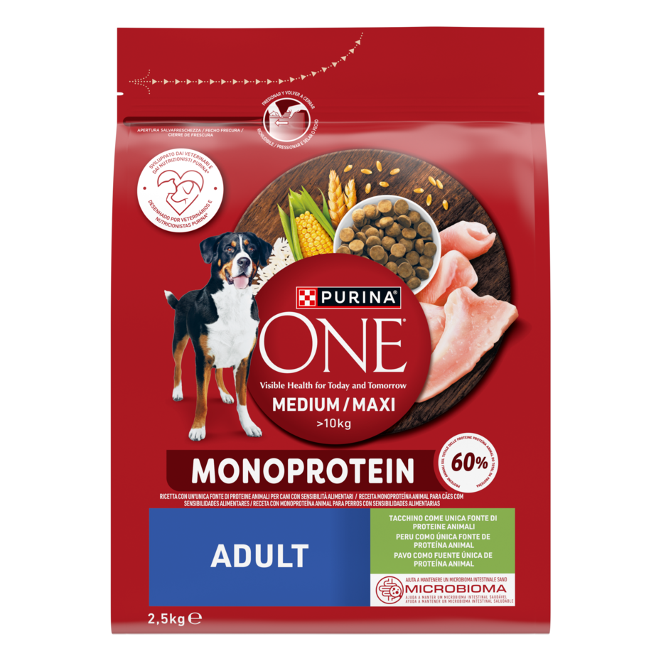 Purina ONE MEDIUM/MAXI Monoprotein 2,5kg Tacchino