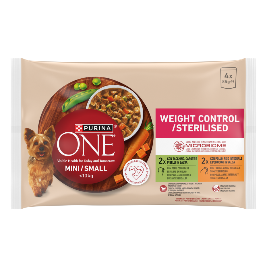 Purina ONE MINI Controllo del Peso 4x85g Tacchino e Maiale in Salsa