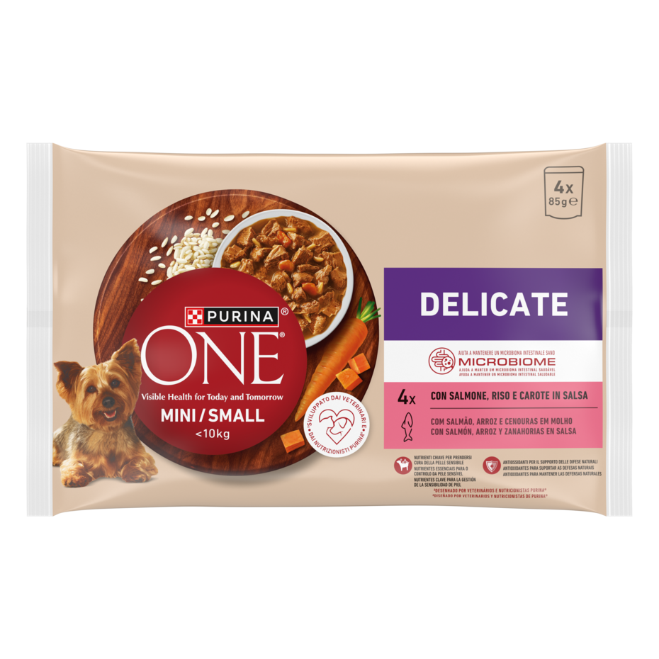 Purina ONE MINI Delicate 4x85g Salmone in Salsa