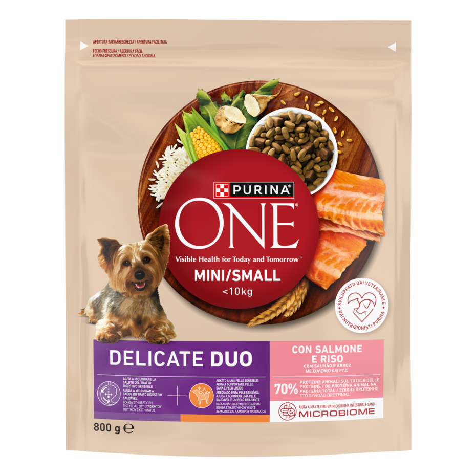 Purina ONE MINI Delicate Duo 800g Salmone e Riso