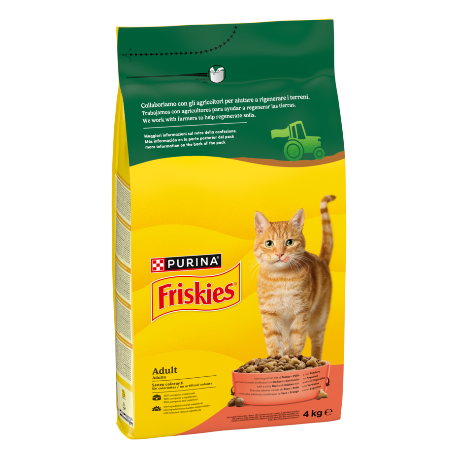 Friskies Adult 4kg Manzo e Pollo e con Verdure
