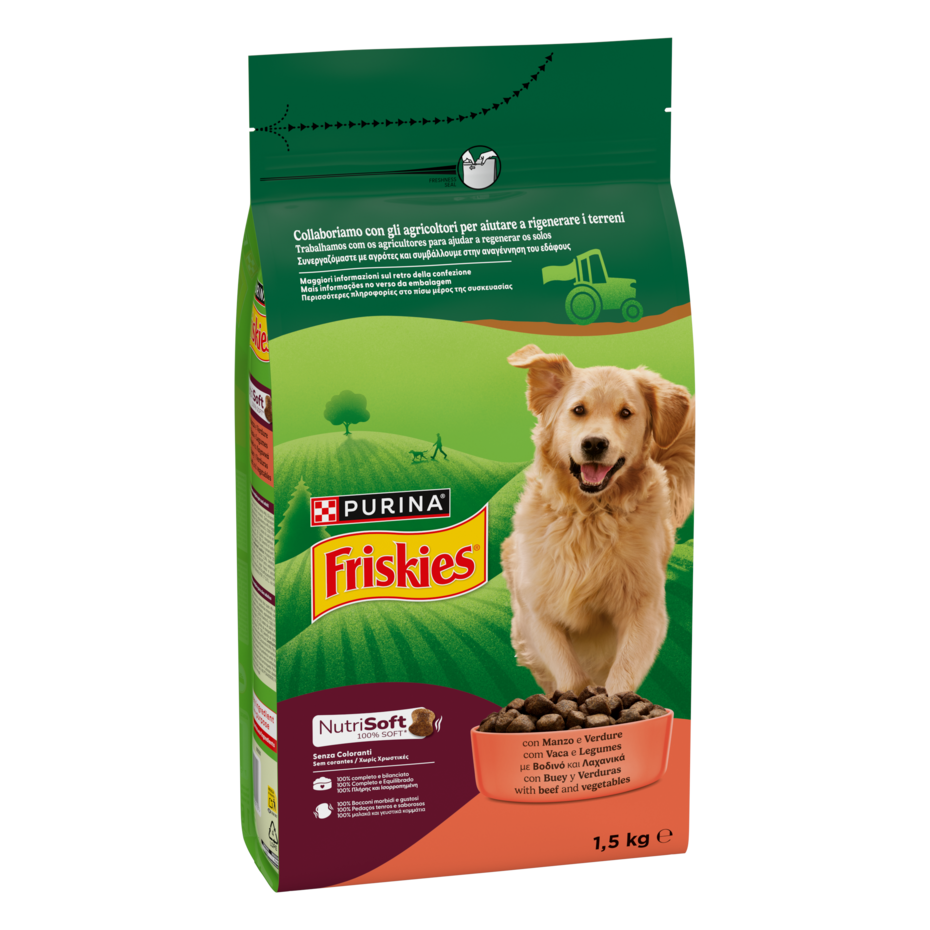 FRISKIES® NutriSoft crocchette per cani adulti con Manzo e Verdure