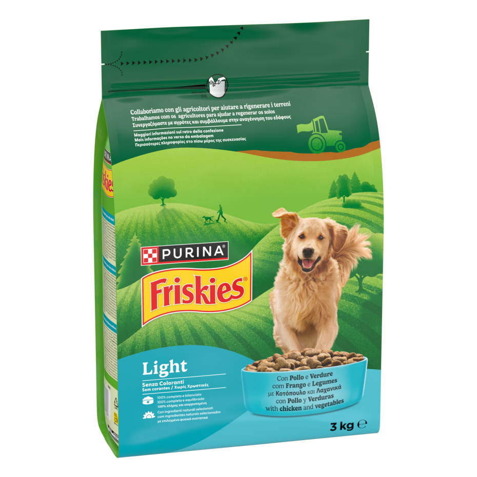 FRISKIES® Light crocchette per cani con Pollo e Verdure in confezione da 3kg