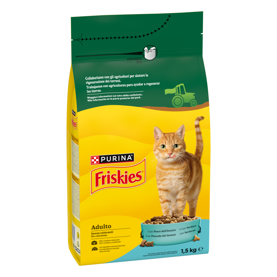 FRISKIES® Adult con Pesce dell'Oceano e con Verdure in confezione da 1,5kg