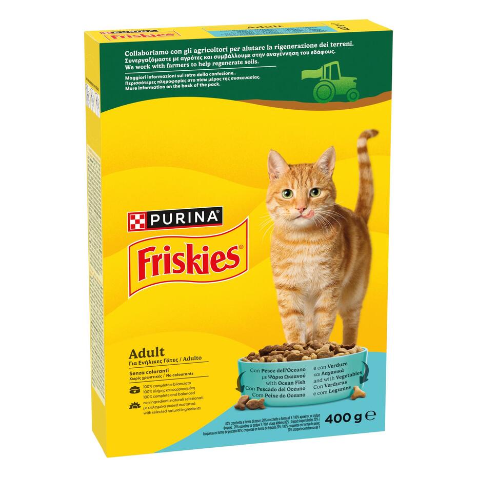 FRISKIES® Adult con Pesce dell'Oceano e con Verdure in scatola di cartone da 400g