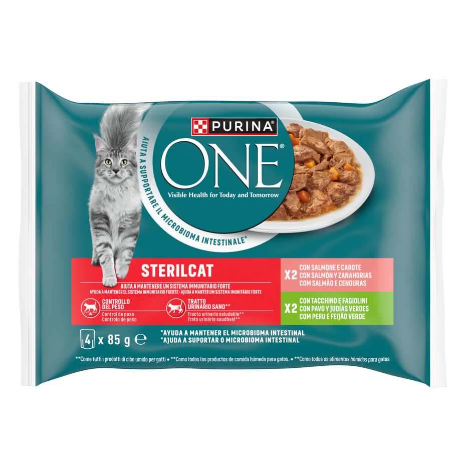 Purina ONE Bifensis Steril 4x85g Tacchino e Spinaci / Salmone e Carote