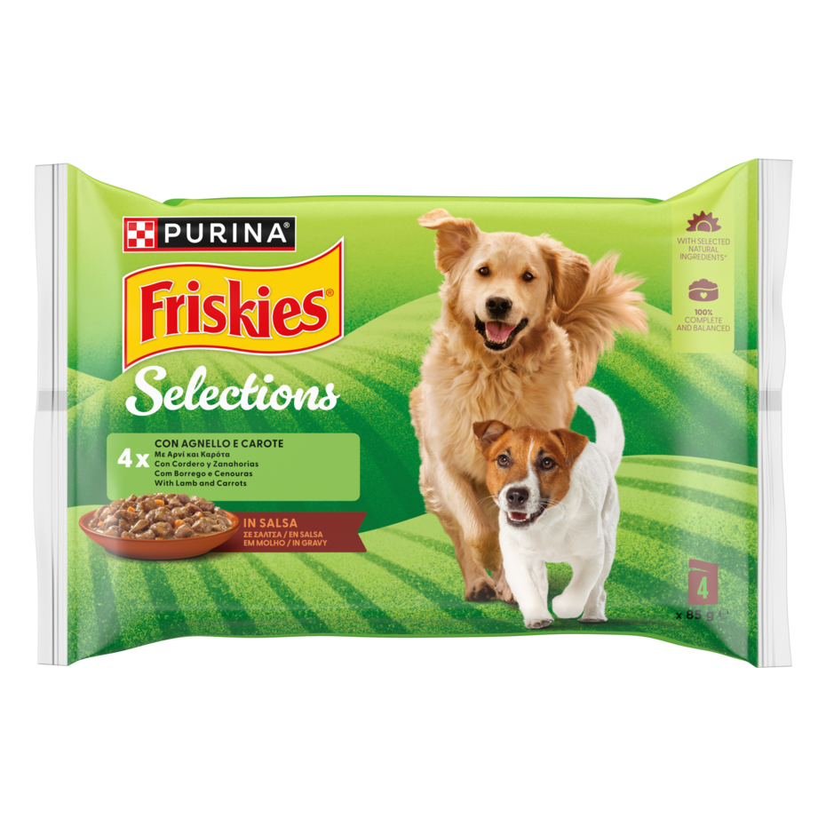FRISKIES ®Selezioni Bocconcini con Agnello & Carote in Salsa Bustine 4x85g