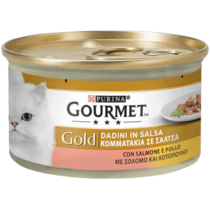 GOURMET Gold Gatto Dadini in Salsa con Salmone e Pollo