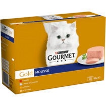 GOURMET Gold Gatto Mousse con Manzo, Pesce dell'Oceano, Tacchino, Fegato