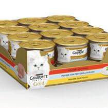 GOURMET Gold Gatto Mousse con Manzo, con Pesce dell'Oceano, con Pollo