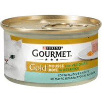 GOURMET Gold Gatto Mousse con Merluzzo e Delicate Carote
