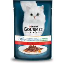 GOURMET Perle Gatto Filettini in Salsa con Verdure, con Manzo e Carote