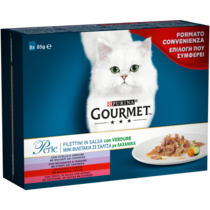 GOURMET Perle Gatto Filettini in Salsa con Verdure con Vitello, Selvaggina, Manzo, Trota